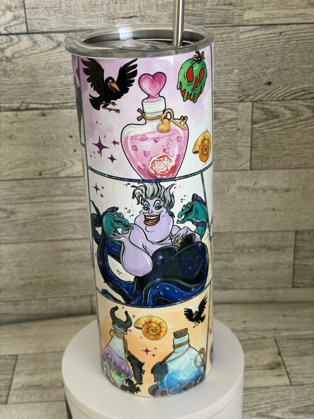 Ursula-Themed 20oz Stainless Steel Tumbler - Purple Accent